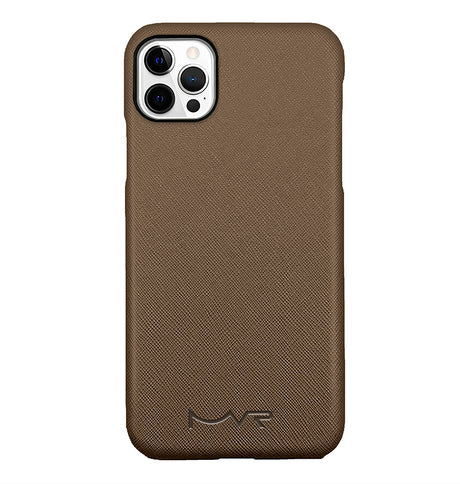 iPhone 11 MVR Saffiano Leather Case - Brown | Slim Protective Phone Cover image 0