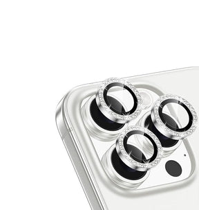 iPhone 17 Pro Max/17 Pro/16 Pro Max/16 Pro Glam Lens Protector – Silver | Stainless Steel Frame, Anti-Reflective, Military-Grade Protection image 0