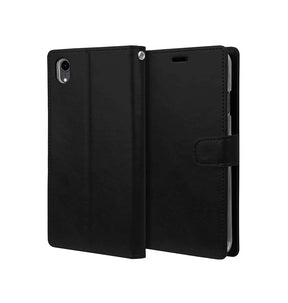 iPhone XR Wallet Case – Black | Goospery Mercury Bluemoon Leather Flip Cover with Slim Profile & 360° Protection image 0