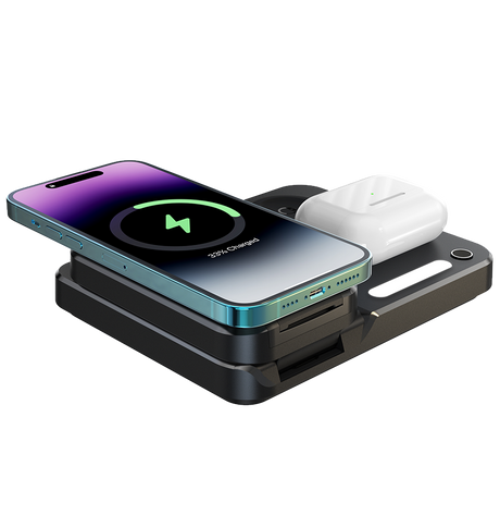 MVR Black Foldable 3 in 1 Charging Stand Universal Charger with Light - DC-2 image 3