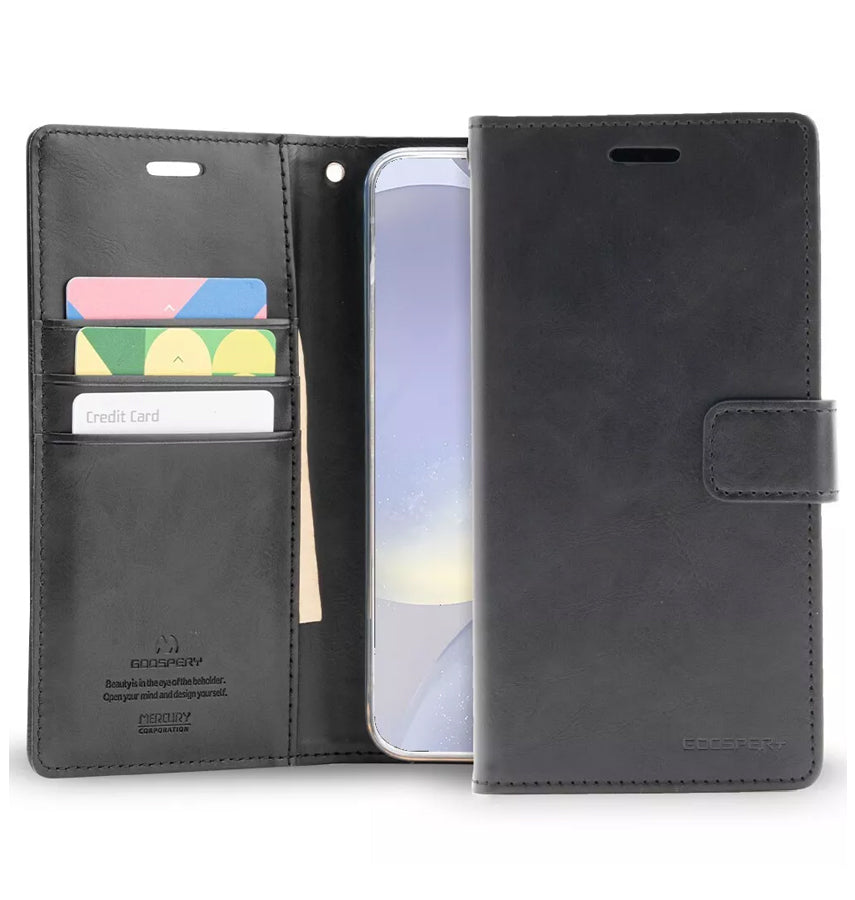 Samsung Galaxy S24 Ultra Luxury Wallet Case - Mercury Bluemoon Diary Cover (Black) | Slim Profile with Secure Magnetic Lock image 1