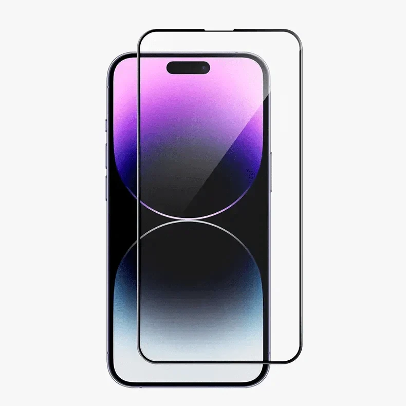 iPhone 13 Pro Max/14 Plus Tempered Glass - Clear/Black | Full Glue, Edge-to-Edge Screen Protector