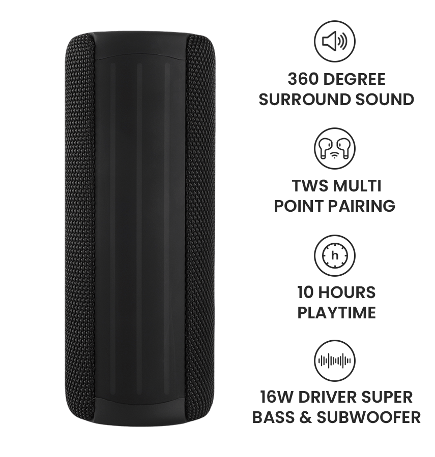 MVR Max HD Party Speaker - Black | 16W Loud Stereo Sound, RGB Lights, 24H Battery & Bluetooth 5.3 image 5