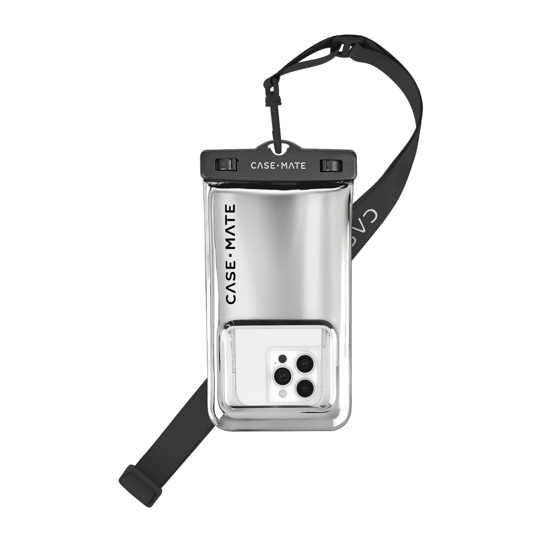 Case-Mate Waterproof Floating Pouch – Silver Chrome | Universal Protective Pouch with Touchscreen Access & Floating Design image 0