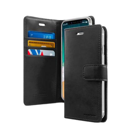 iPhone 16 Pro Max Wallet Case – Black | Goospery Mercury Bluemoon Luxury Leather Flip Cover image 0