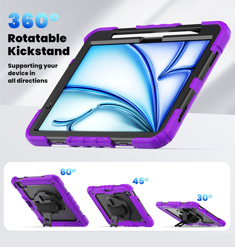 Appe iPad Air 13' (2024/25) Case – Purple | Survivor Generic Rugged Case with Hand Strap, Shockproof & Scratch - Resistant Protective Cover image 3