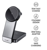 MVR Portable 3 - in - 1 Magnetic Charger - Black | Foldable Travel Charging Station for iPhone, AirPods & Apple Watch image 5