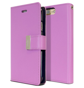 iPhone 16 Pro Max Wallet Case – Purple | Goospery Mercury Rich Diary Genuine Leather Flip Wallet Case image 0