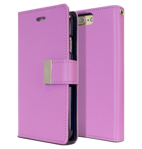 iPhone 16 Pro Max Wallet Case – Purple | Goospery Mercury Rich Diary Genuine Leather Flip Wallet Case image 0