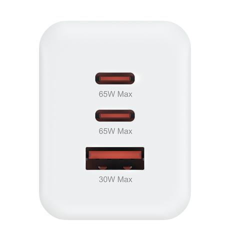 MVR 65W 3 Ports Wall Adapter (GAN-65) - White | SUPPORTS PD 3.0 & QC 3.0 image 1