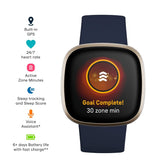 Fitbit Versa 3 Health Smartwatch - Navy Gold Stainless Steel Case with SpO2 Monitor image 1