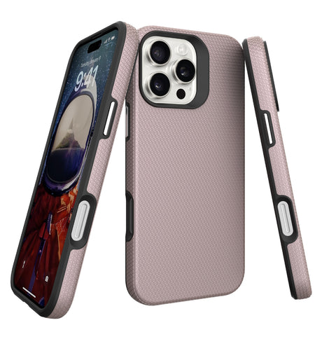 iPhone 16 Pro Triangle Pattern MagSafe Case - Rose Gold | Rugged Shockproof Back Cover image 3