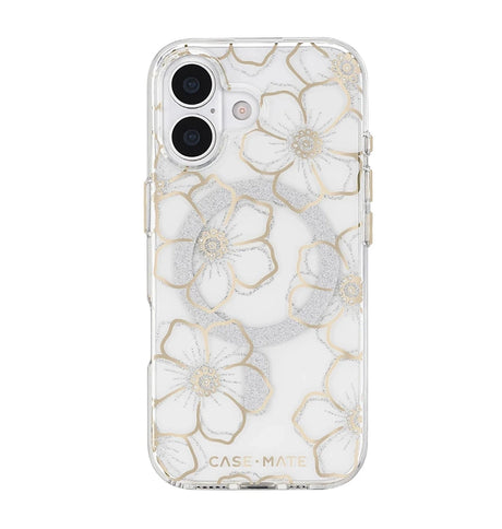 iPhone 17 Floral Gems MagSafe Case – Gold | Case-Mate Stylish Protective Cover with Slim, Durable & Drop Protection image 0