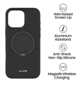 iPhone 16 Pro - Black | MVR Liquid Silicone Stand Cover, Soft - Touch, Adjustable Kickstand image 4