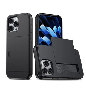iPhone 16 Pro Max Card Slide Case - Black | Slim Wallet Cover with Hidden Card Slot & Shock Protection image 0