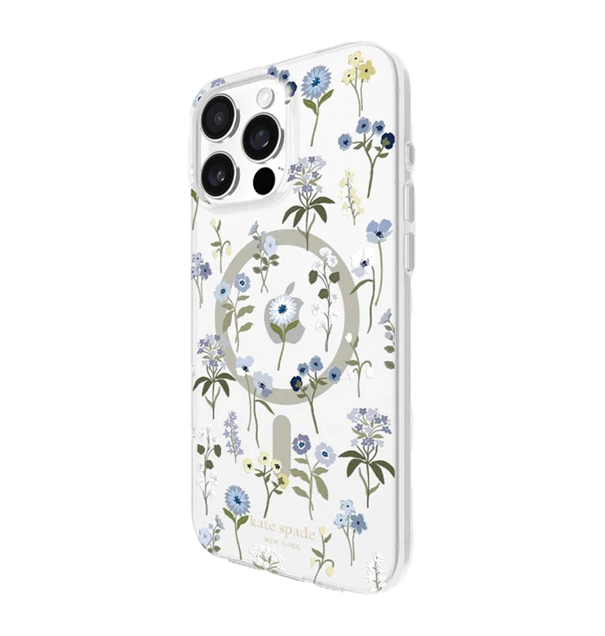 iPhone 16 Precious Bloom MagSafe Case – Clear Blue | Kate Spade  Protective Cover with Elegant, Slim & Durable Design image 1