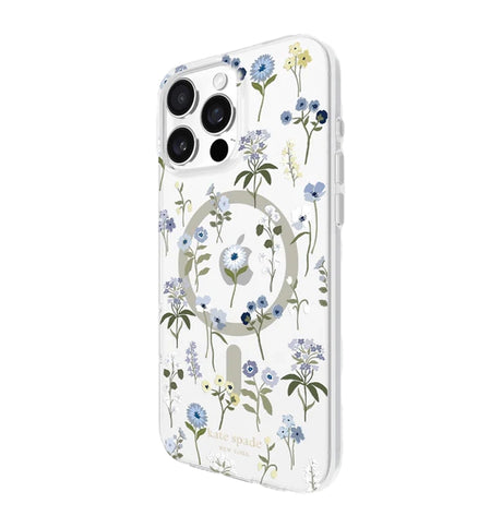 iPhone 16 Precious Bloom MagSafe Case – Clear Blue | Kate Spade  Protective Cover with Elegant, Slim & Durable Design image 1