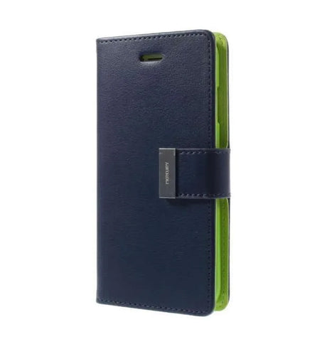 iPhone 15 Wallet Case – Navy | Goospery Mercury Rich Diary Flip Cover with Card Slots image 0