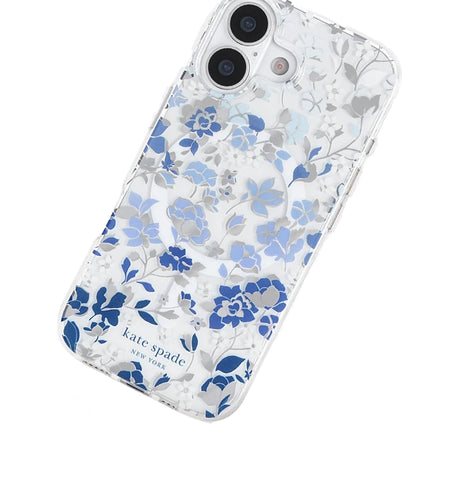 iPhone 17 MagSafe Case – Clear/Blue | Kate Spade 3D Floral Design, Scratch-Resistant, MagSafe Compatible image 1