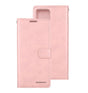 iPhone 15 Plus Wallet Case – Rose Gold Floral | Goospery Mercury Bluemoon PU Leather Flip Cover with Built-in Stand Function image 0