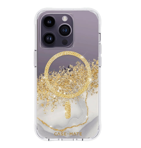 iPhone 14 Pro Case – White Marble | Case-Mate Karat Marble MagSafe Cover with Elegant Design & Impact Protection image 0