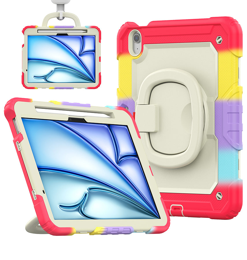 Apple iPad AIR 11 2024/25 Case - Rainbow Red | Survivor GenericHand Strap Stand, Shockproof & Scratch - Resistant Protective Cover image 0