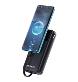 Rapid 20W Power Bank – Black | MVR Ultrafast Series, 20,000 mAh Capacity with Built‑in Cable image 1