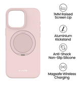 iPhone 16 Pro Case - Pink Sand | MVR Liquid Silicone Stand Cover, Soft - Touch, Adjustable Kickstand image 4