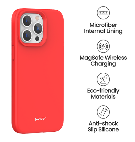 iPhone 15 Plus MVR Liquid Silicone Case - Red | Soft Touch Protective Cover image 4