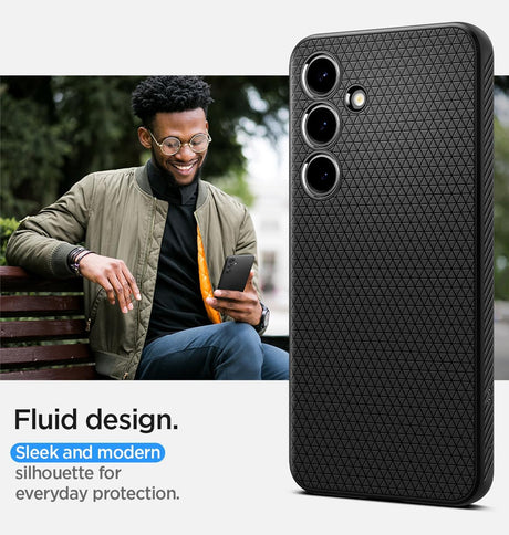 Samsung Galaxy S24 Case - Black | Triangle Texture Rugged Shockproof Cover image 1