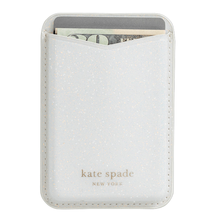 Kate Spade Magnetic Card Holder MagSafe – White Glitter | Stylish & Durable iPhone Card Holder with Secure Magnetic Attachment image 0