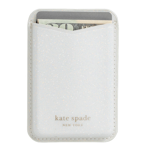 Kate Spade Magnetic Card Holder MagSafe – White Glitter | Stylish & Durable iPhone Card Holder with Secure Magnetic Attachment image 0
