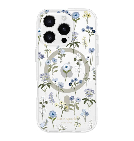 iPhone 16 Pro Precious Bloom MagSafe Case – Clear Blue | Kate Spade  Protective Cover with Elegant, Slim & Durable Design image 0