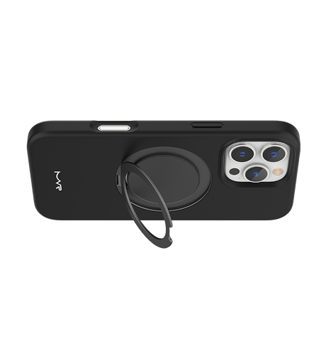 iPhone 16 Pro Max MVR Liquid Silicone Stand Case - Black | Soft - Touch, Adjustable Kickstand, Slim & Protective image 3
