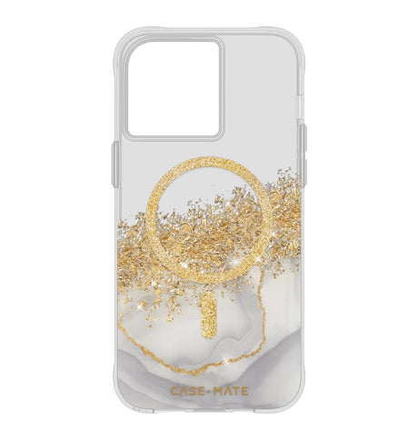 iPhone 15 Pro Max MagSafe Case – Marble | Case-Mate Karat Cover – Metallic Accents, Wireless Charging Compatible image 0