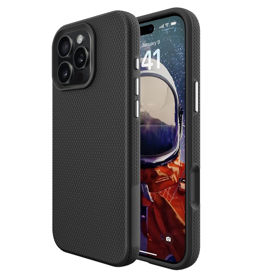 iPhone 16 Pro Triangle Pattern MagSafe Case - Black | Rugged Shockproof Back Cover image 0