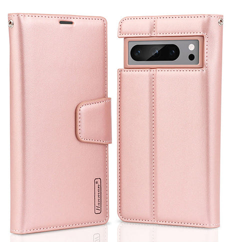 Google Pixel 8 Pro Wallet Case - Rose Gold | Hanman Diary Flip Cover with Card Slots image 0