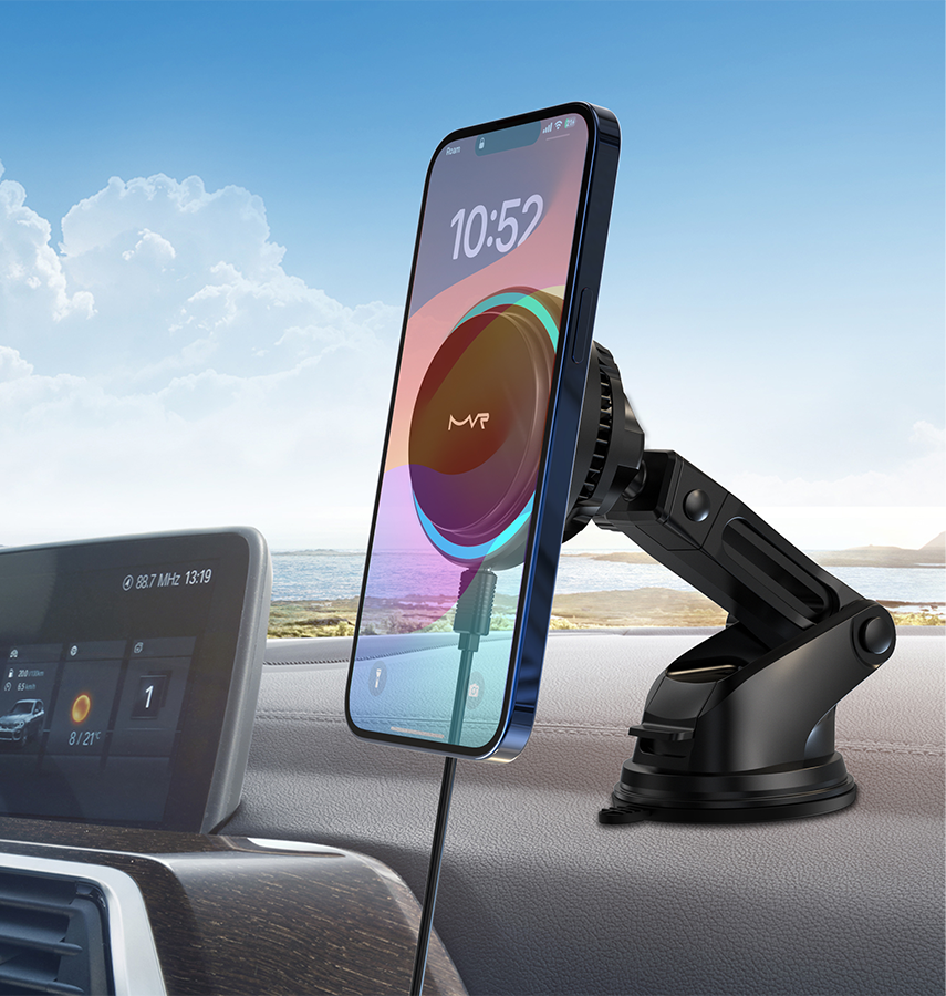 MVR T1 MagSafe Car Charger Holder - Black | 15W Fast Charge Wireless Phone Holder image 6