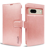 Google Pixel 8a Wallet Case - Rose Gold | Hanman Diary Flip Cover with Card Slots image 0