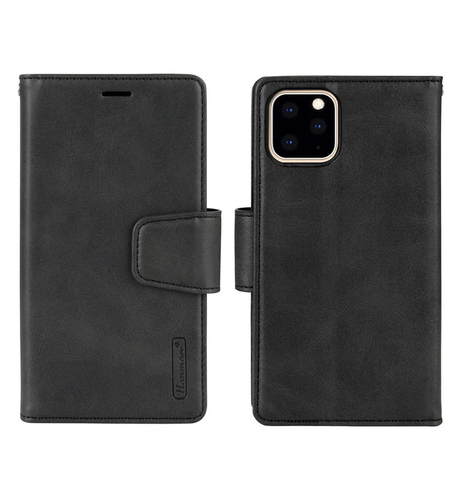 iPhone 15 Plus Wallet Case - Black | Hanman Leather Magnetic Detachable Flip Cover image 0