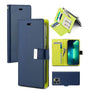 iPhone 15 Pro Max Wallet Case – Mint Green & Navy | Goospery Mercury Rich Diary Slim Flip Cover with Card Holder & Anti-Theft Protection image 0