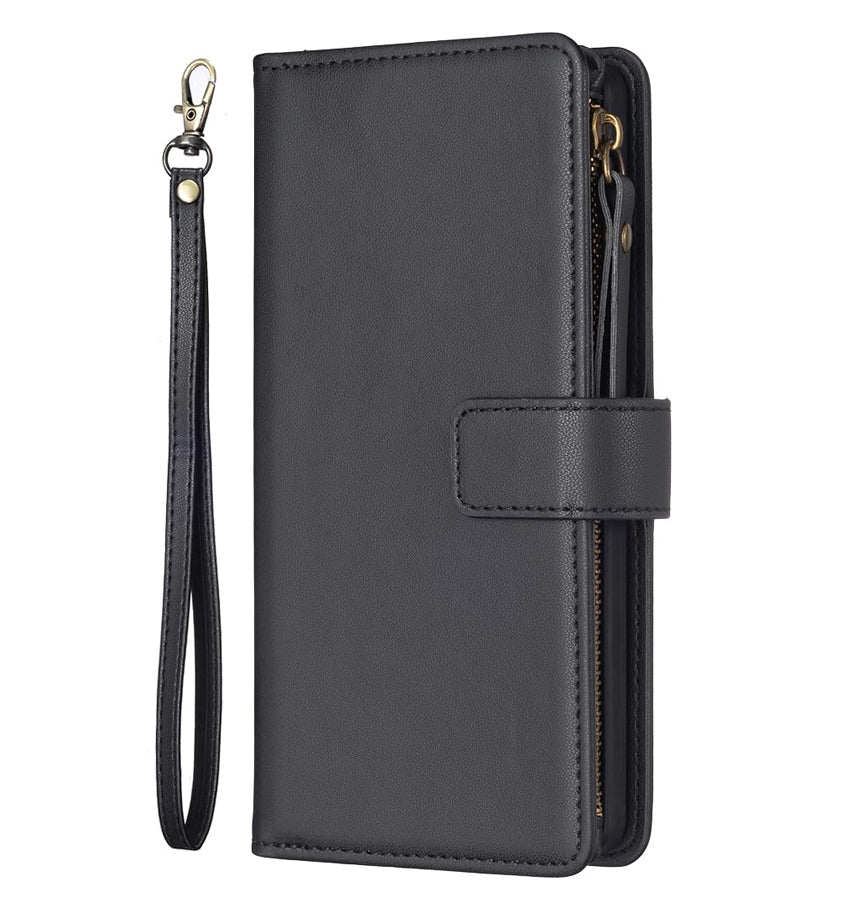 iPhone 15 Pro Max Zipper Wallet Case - Black | Genuine Leather with Secure Coin Pocket & 6 Card Slots image 0
