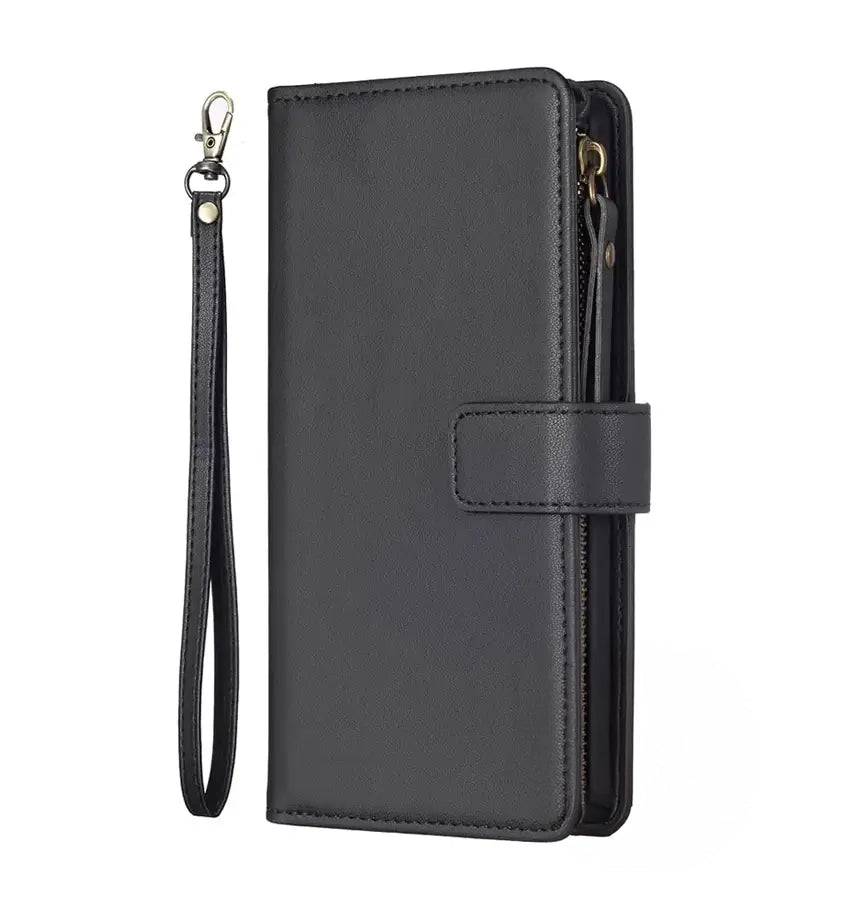 iPhone 17 Pro Max Zipper Wallet Case – Black | Multi-Slot Leather Wallet, Zipper Closure, MagSafe Compatible image 0