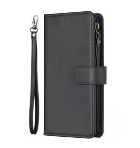iPhone 17 Pro Max Zipper Wallet Case – Black | Multi-Slot Leather Wallet, Zipper Closure, MagSafe Compatible image 0