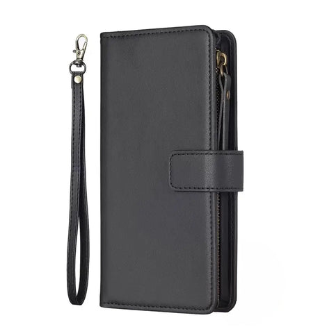 iPhone 17 Pro Max Zipper Wallet Case – Black | Multi-Slot Leather Wallet, Zipper Closure, MagSafe Compatible image 0