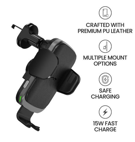 MVR T6 Car Phone Holder - Black | 15W Fast Charging, Secure Grip, Single Coil Design & Adjustable Arm image 6
