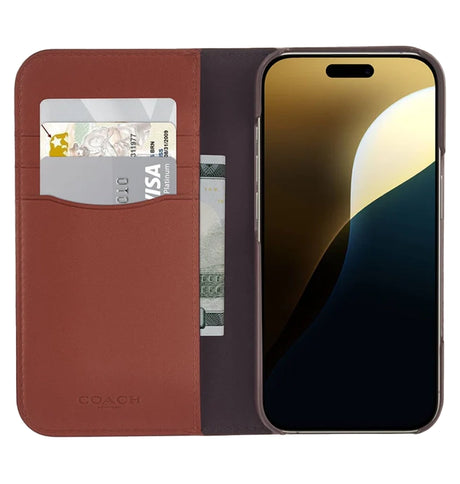 iPhone 16 Pro Folio Case – Signature Tan | Coach Premium Protective Cover with Slim, Stylish & Durable Design image 2