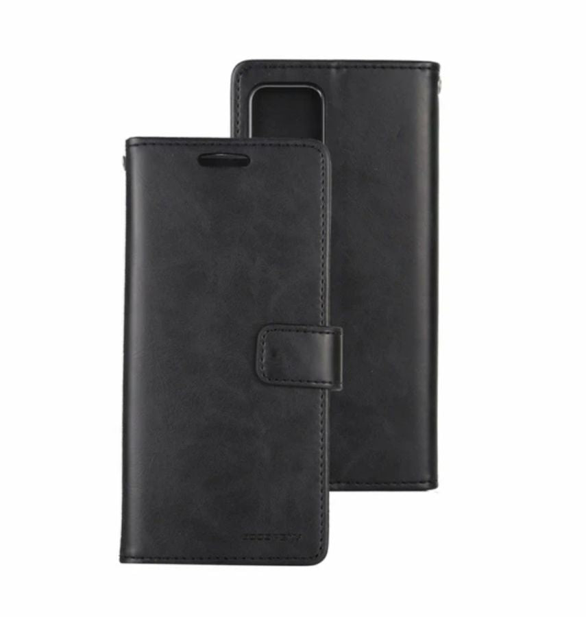 iPhone 15 Plus Wallet Case – Black Floral | Goospery Mercury Bluemoon PU Leather with 360° Protection & Front Pocket for Cards image 0