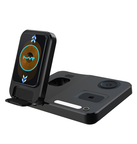 MVR Black Foldable 3 in 1 Charging Stand Universal Charger with Light - DC-2 image 2
