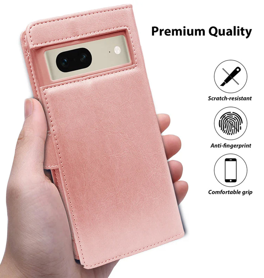 Google Pixel 8a Wallet Case - Rose Gold | Hanman Diary Flip Cover with Card Slots image 1